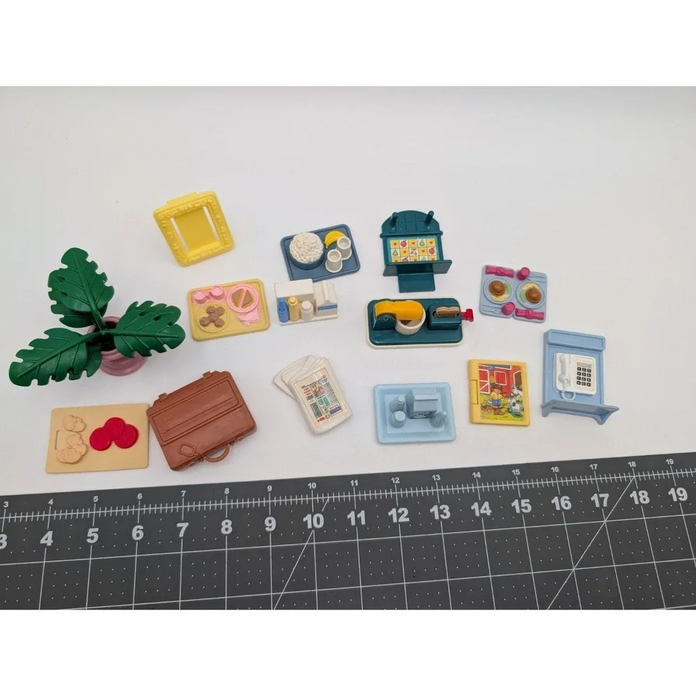 Fisher Price and Playskool Dollhouse Accessories Trays Phone Mixer Book Suitcase